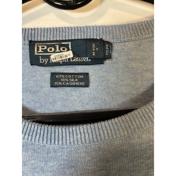 Men’s Polo Ralph Lauren Crew Neck Sweater Blue Cotton Cashmere Silk XL Classic - Picture 3 of 6